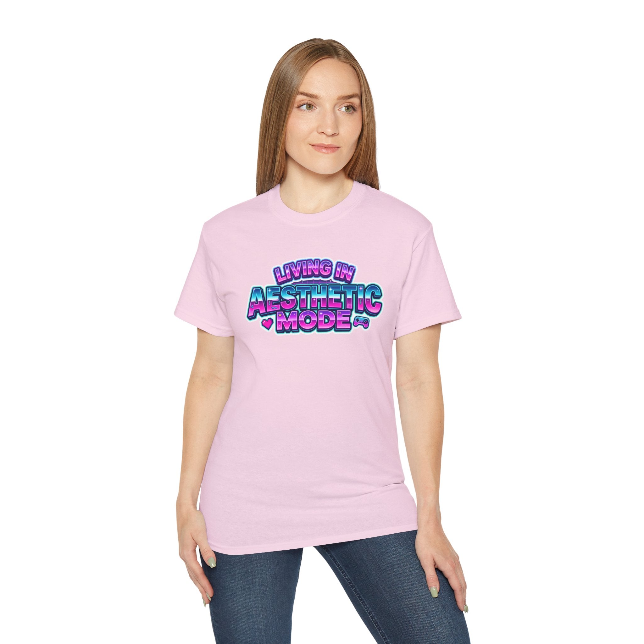"Living in Aesthetic Mode" Retro Vaporwave Graphic Tee