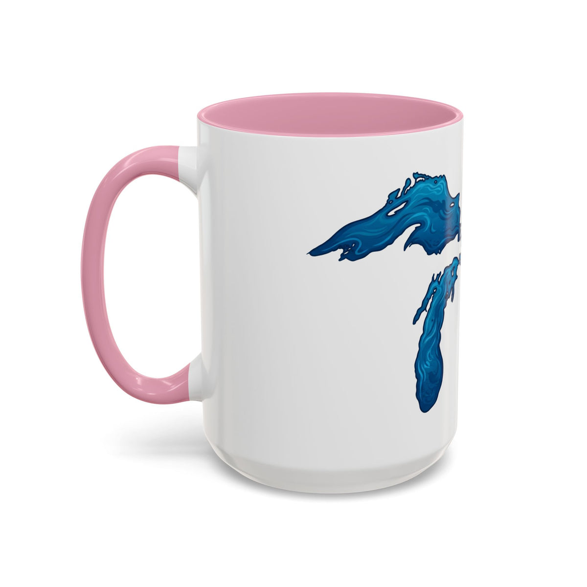 Great Lakes Blue Map Mug — Artistic Lake Michigan & Superior Coffee Cup (11oz/15oz)