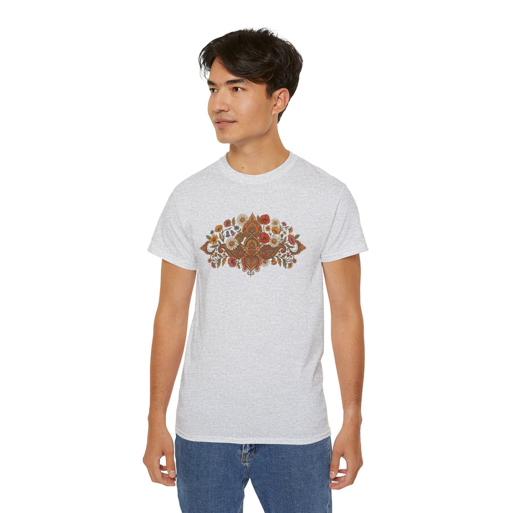 Retro Floral Tee — Vintage Brown Flower Bouquet Graphic