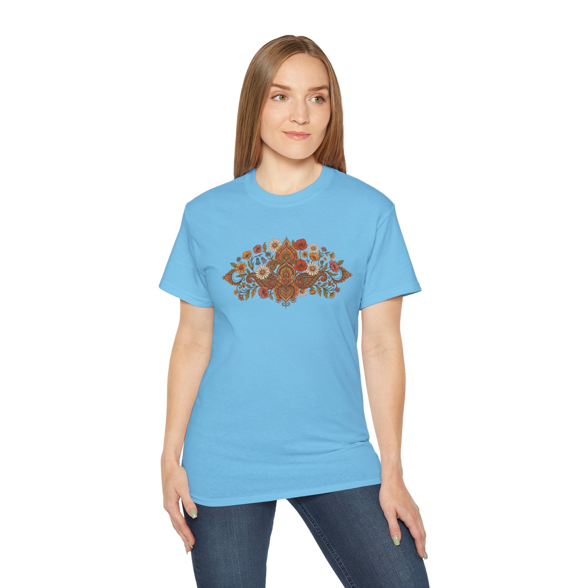 Retro Floral Tee — Vintage Brown Flower Bouquet Graphic