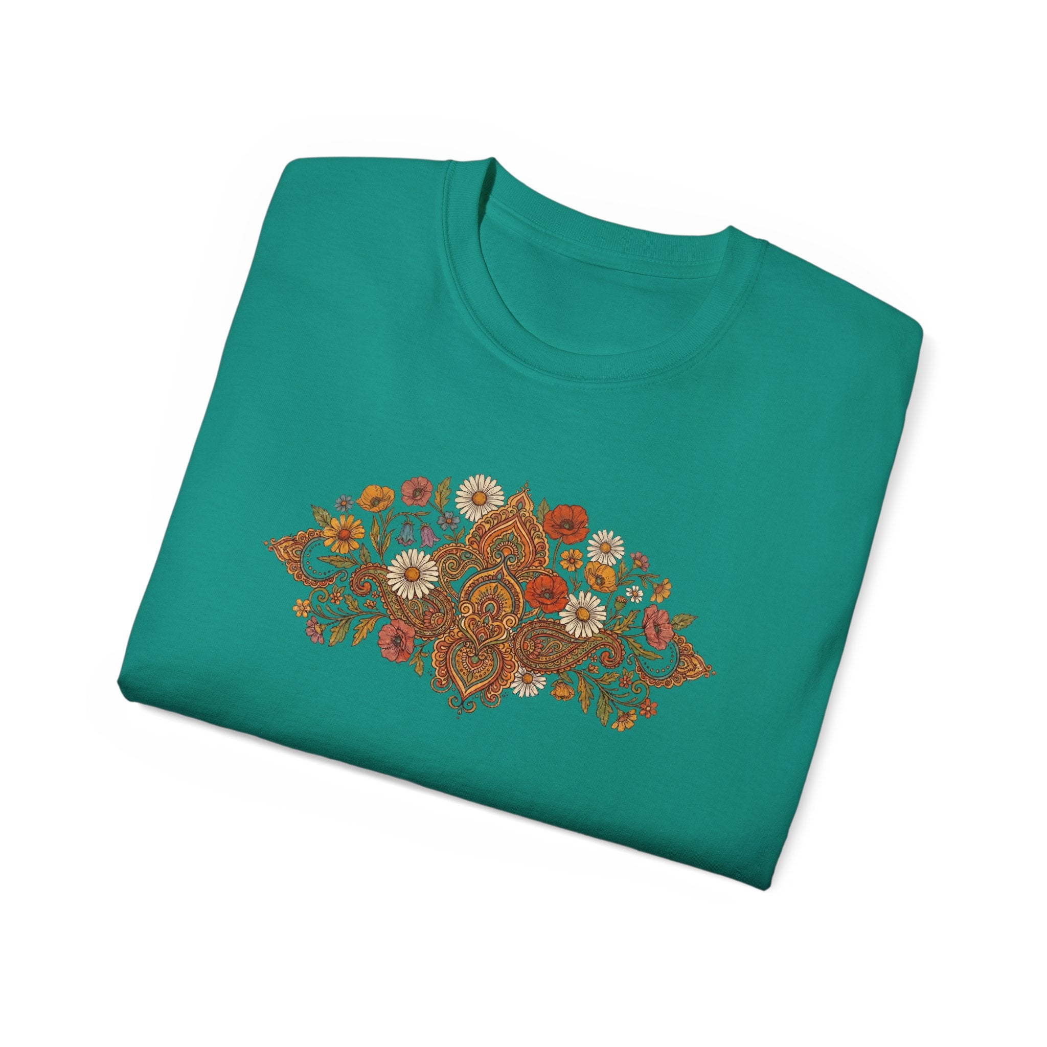 Retro Floral Tee — Vintage Brown Flower Bouquet Graphic