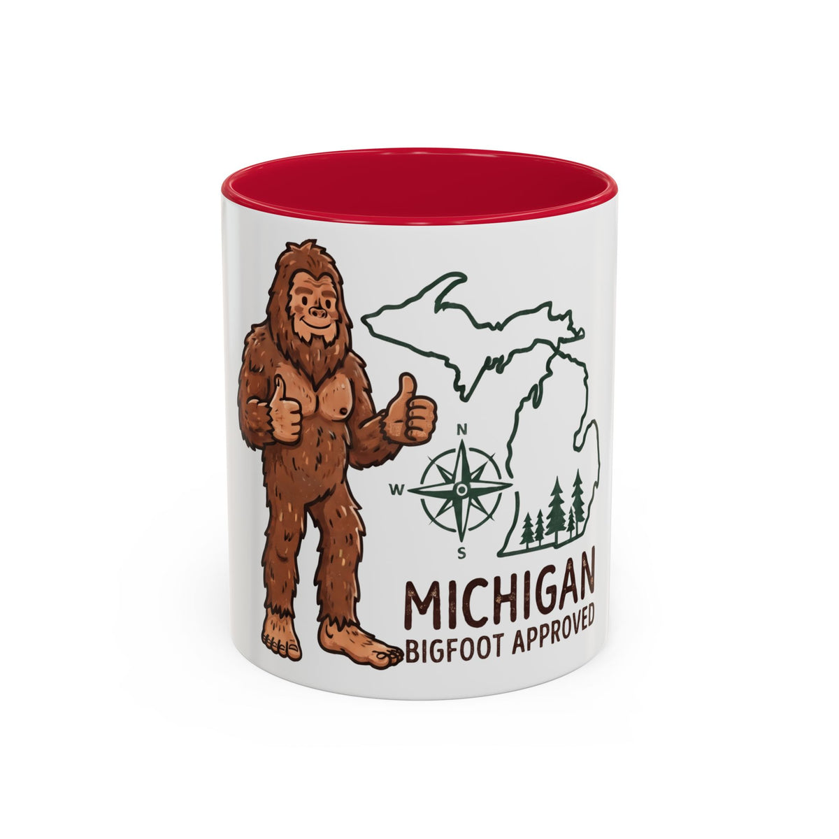 Michigan Bigfoot Approved Coffee Mug — Colorful 11oz/15oz Travel & Camping Gift