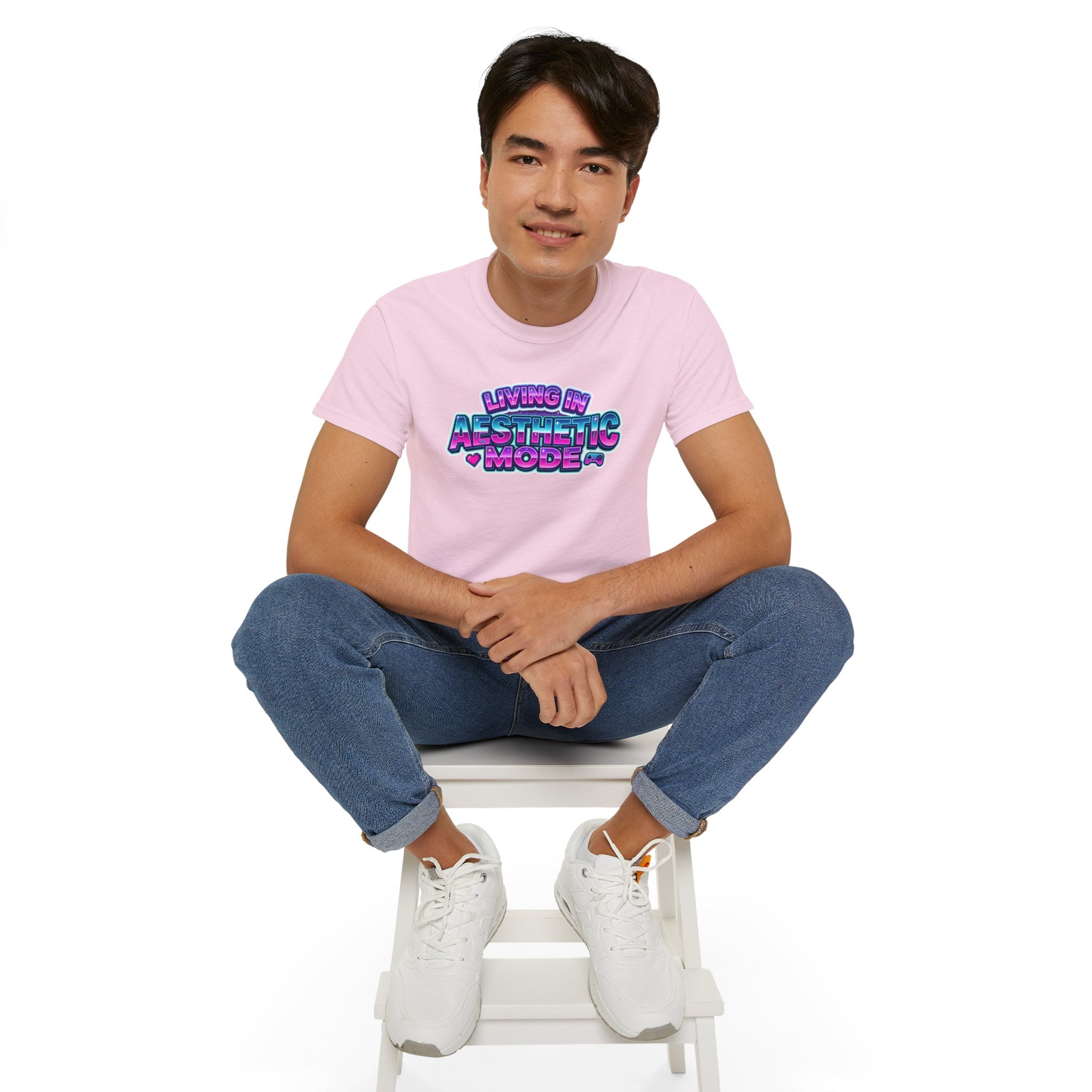 "Living in Aesthetic Mode" Retro Vaporwave Graphic Tee