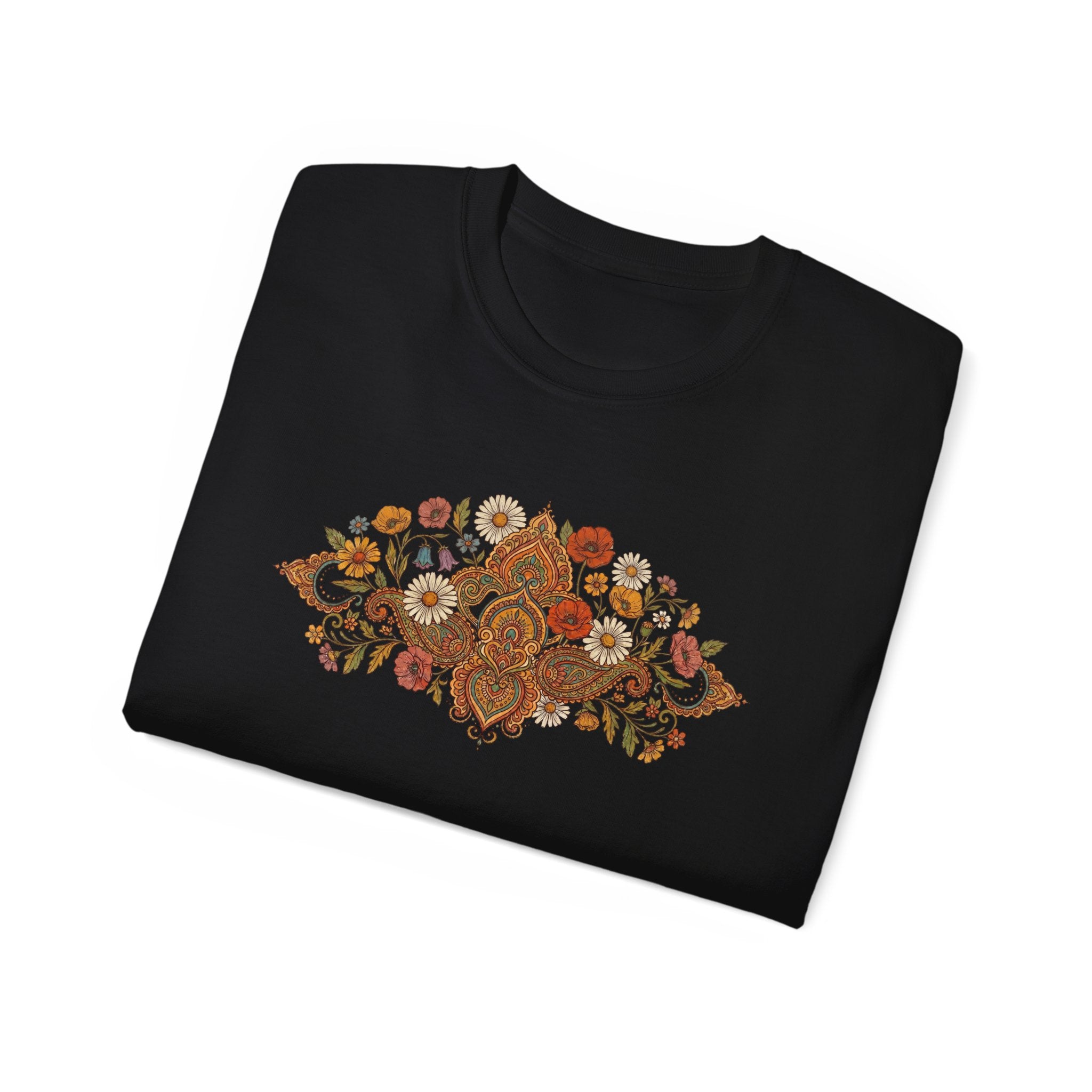 Retro Floral Tee — Vintage Brown Flower Bouquet Graphic