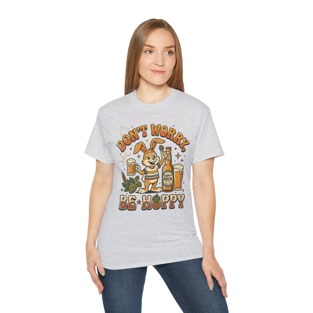 Be Hoppy Beer Bunny T-Shirt — Don’t Worry Be Hoppy Easter Brewery Tee