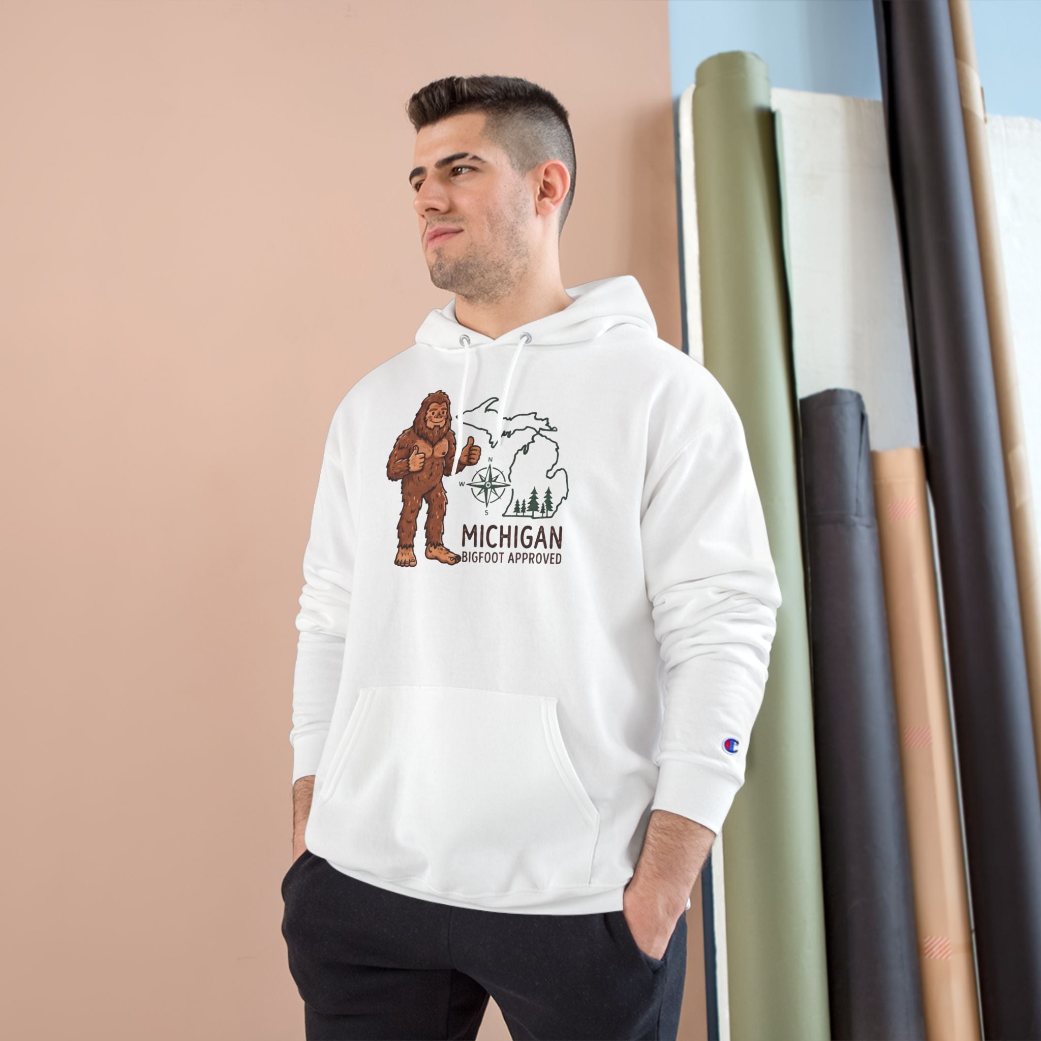 Michigan Sasquatch Hoodie — Vintage Bigfoot Graphic Champion Sweatshirt