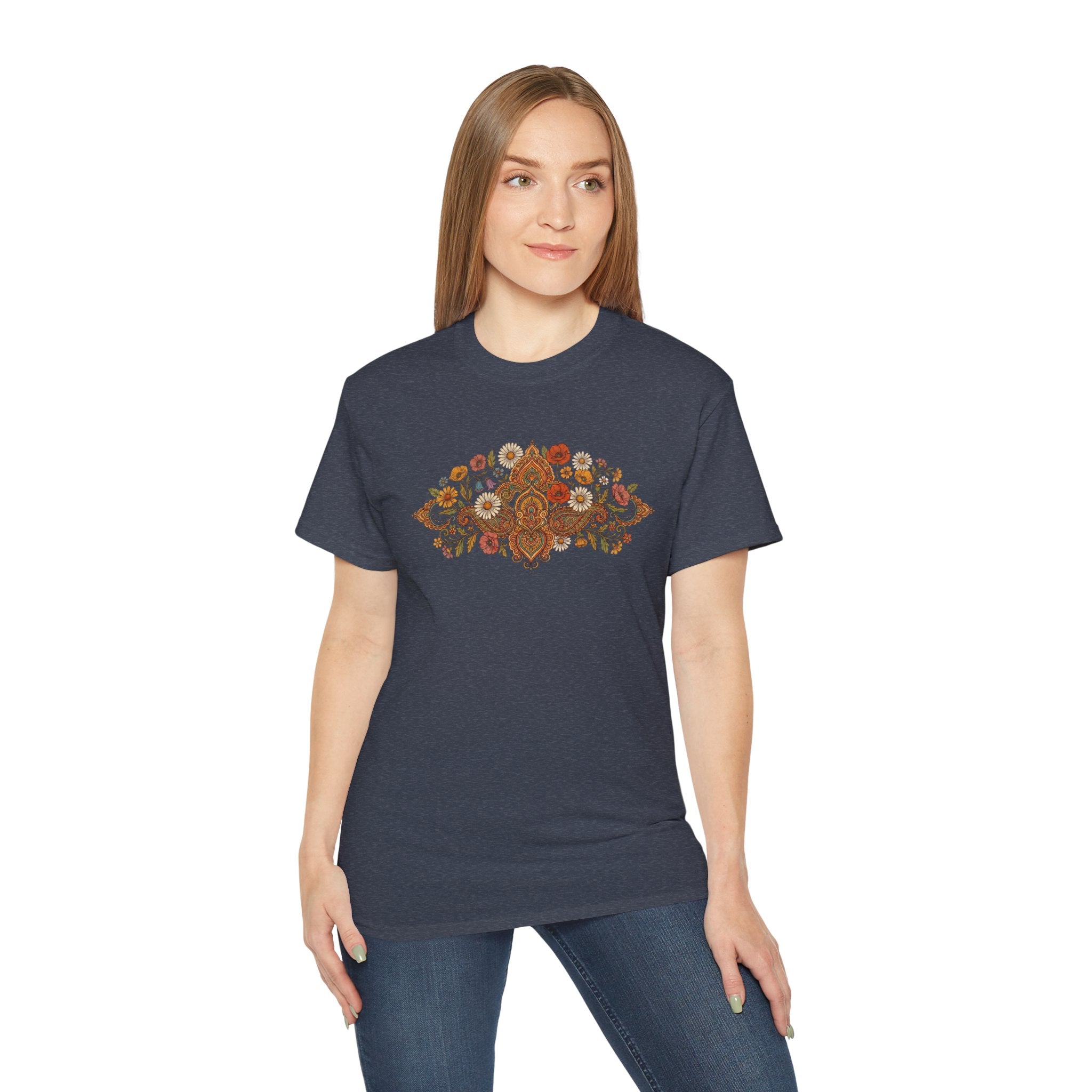 Retro Floral Tee — Vintage Brown Flower Bouquet Graphic