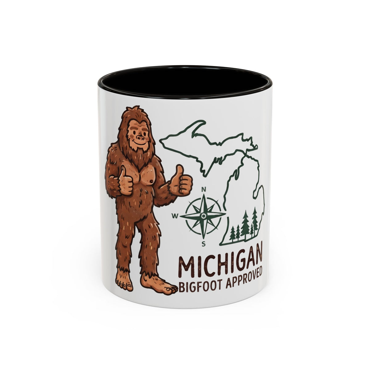 Michigan Bigfoot Approved Coffee Mug — Colorful 11oz/15oz Travel & Camping Gift