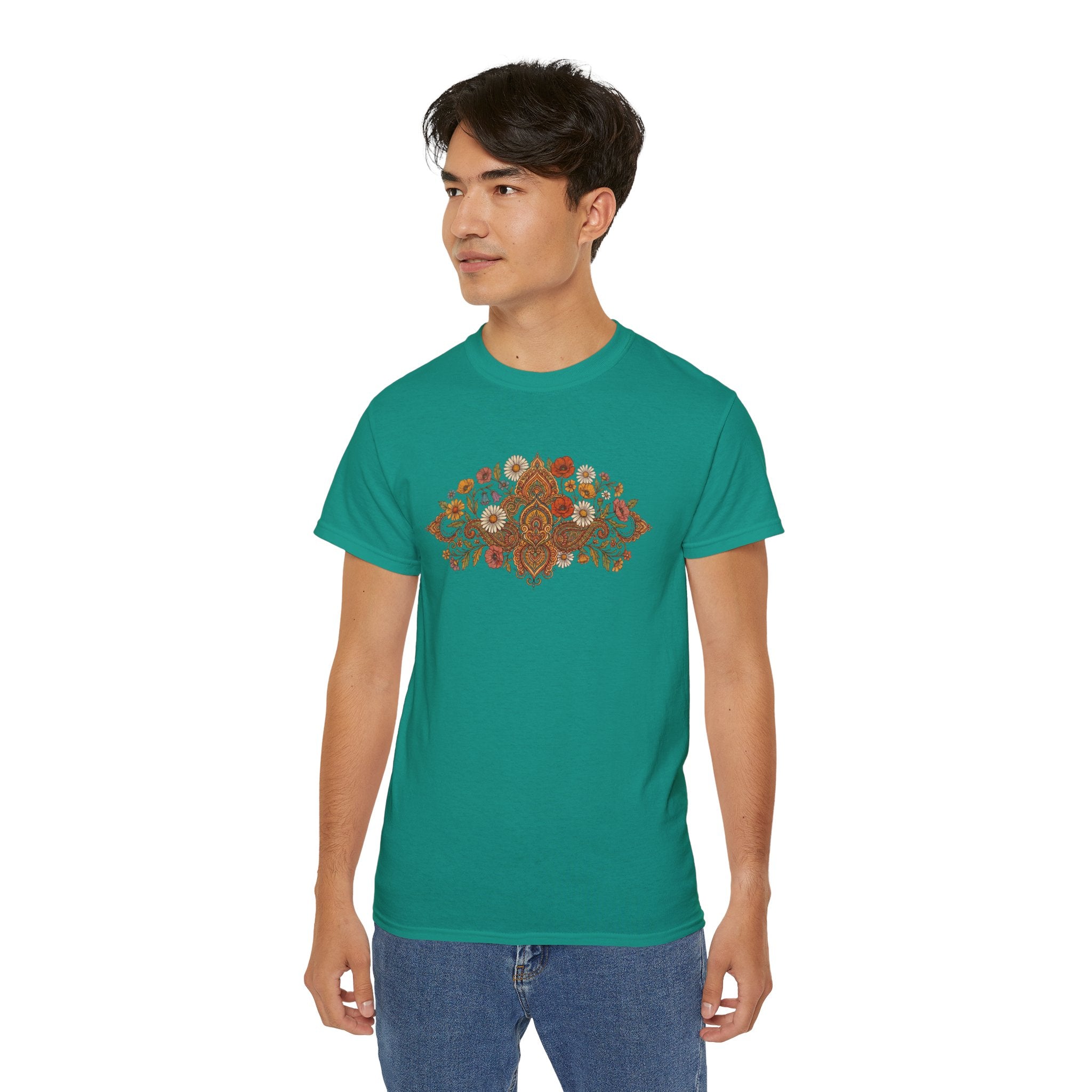 Retro Floral Tee — Vintage Brown Flower Bouquet Graphic