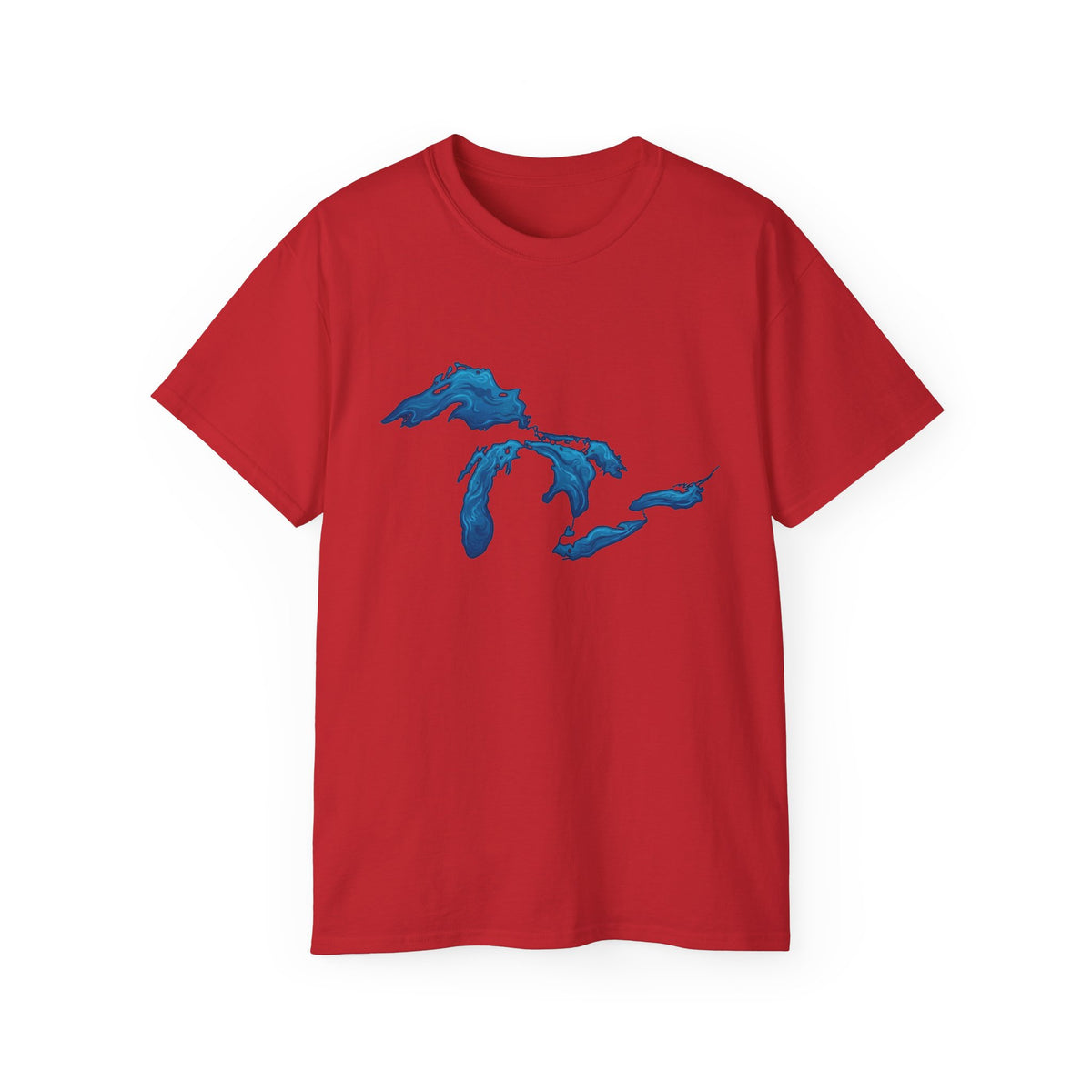 Great Lakes Map T-Shirt — Blue Michigan & Lakes Graphic Tee