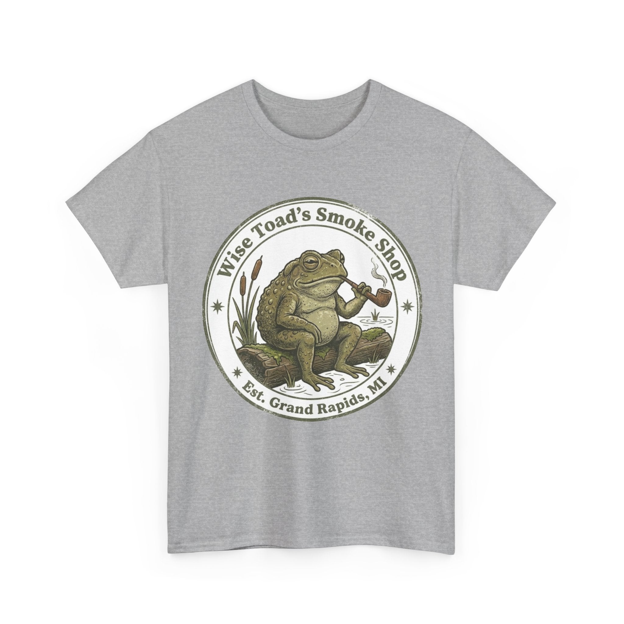 Wise Toad's Smoke Shop T-shirt - Novelty Logo Toad Smoking Pipe T-shirt