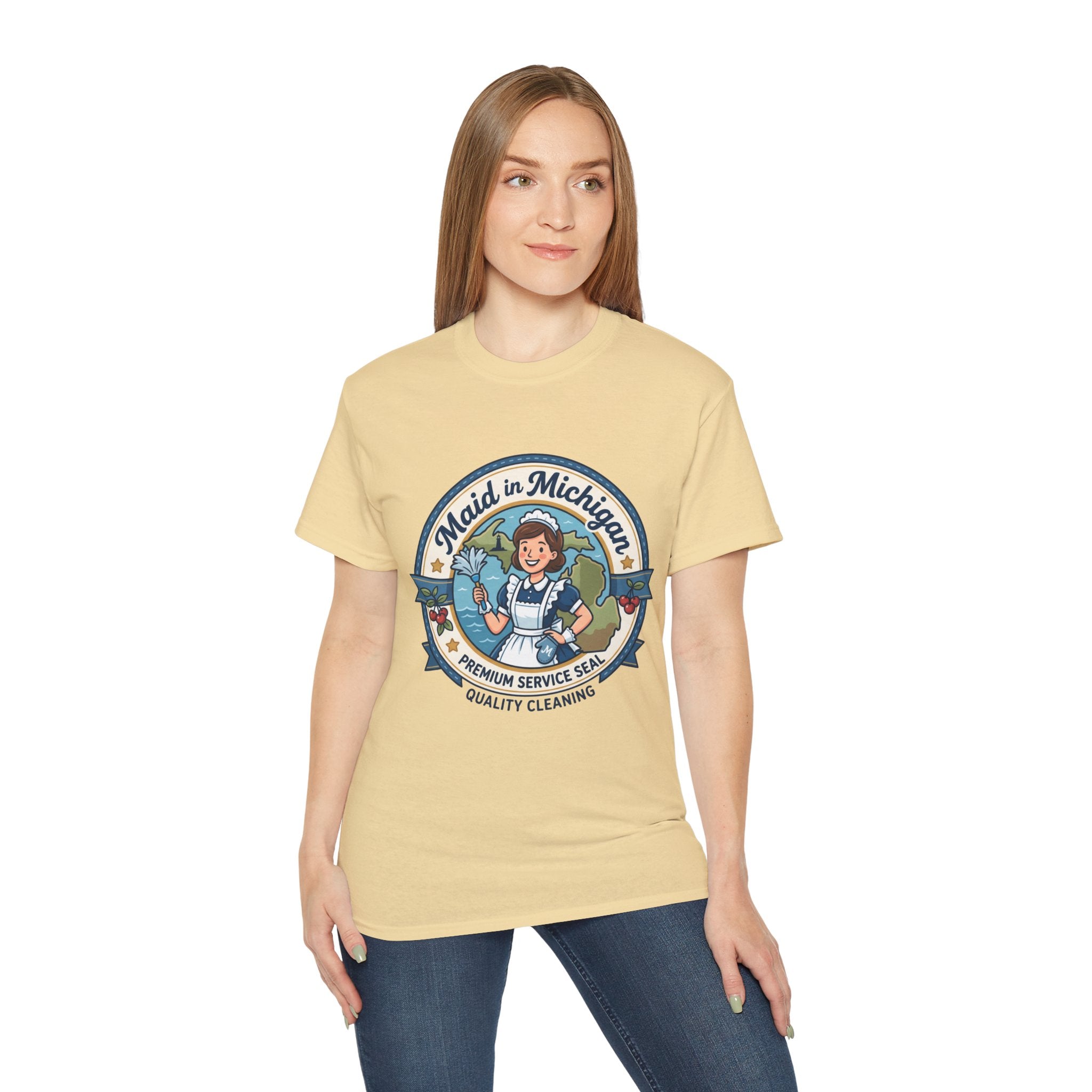 Maid in Michigan T-Shirt — Vintage Housekeeping Logo Tee
