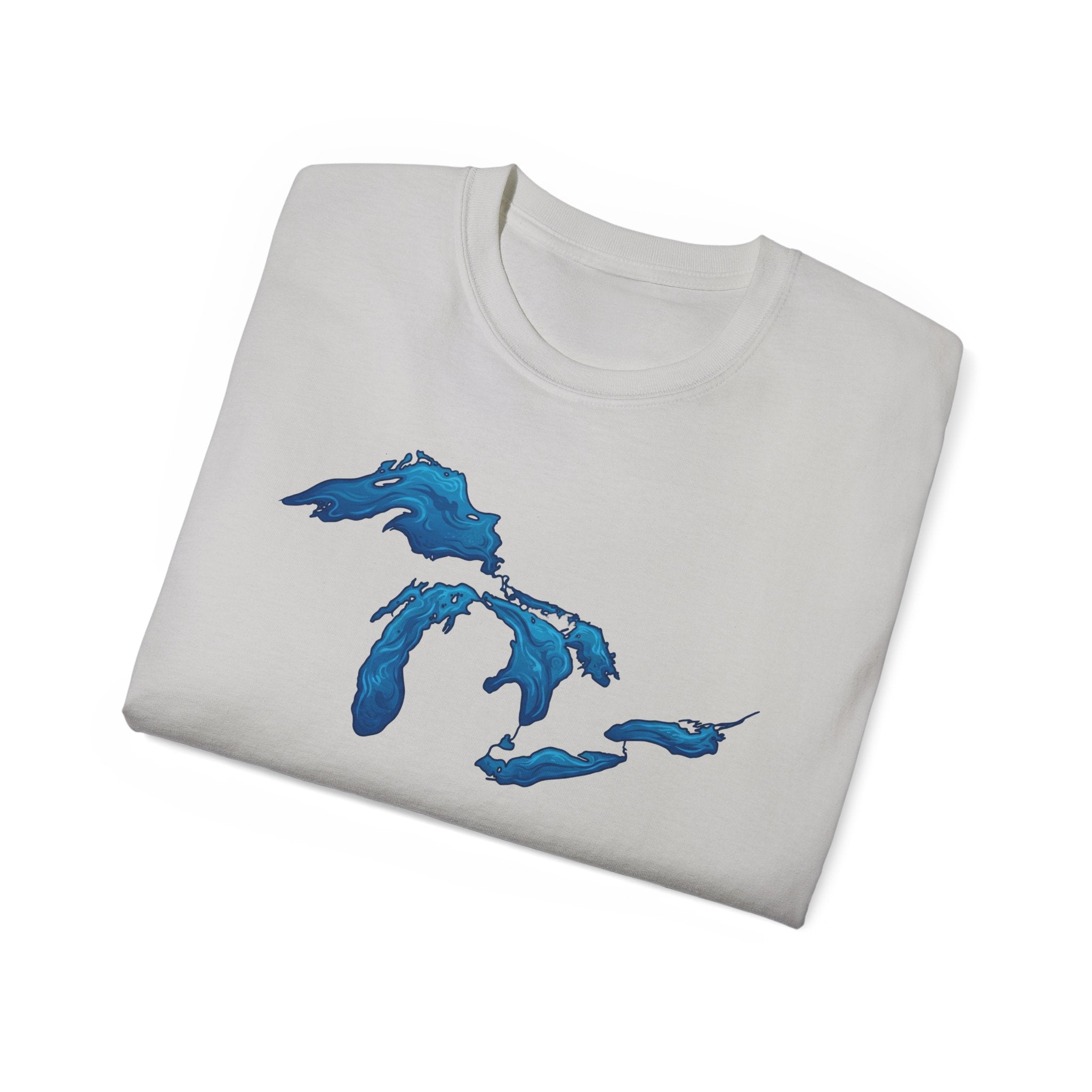 Great Lakes Map T-Shirt — Stylized Blue Lakes Tee