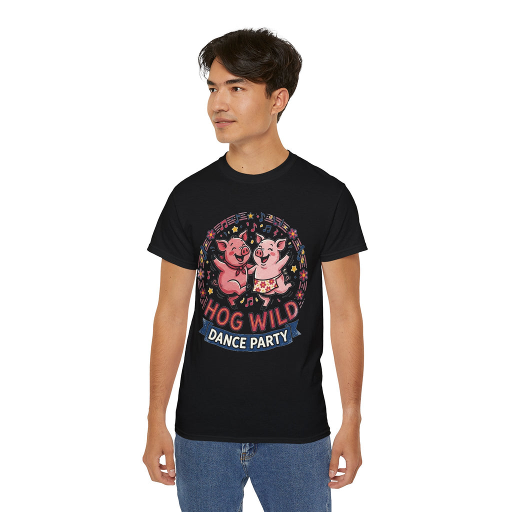 Hog Wild Dance Party Tee — Cute Dancing Pigs Graphic T-Shirt
