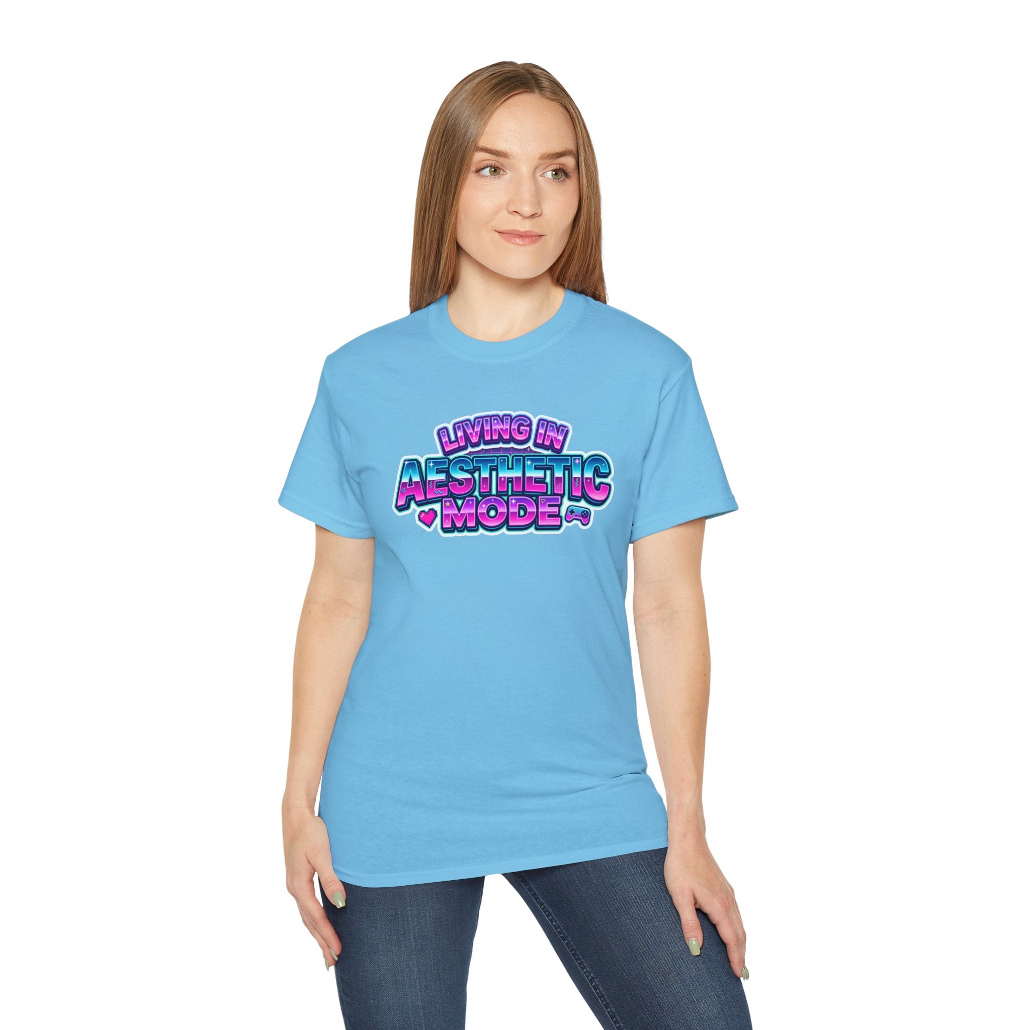 "Living in Aesthetic Mode" Retro Vaporwave Graphic Tee