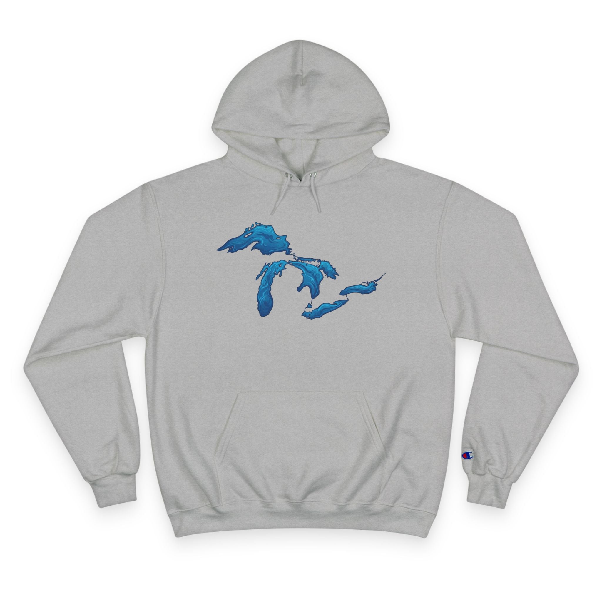 Great Lakes Map Hoodie — Blue Water Illustration on White