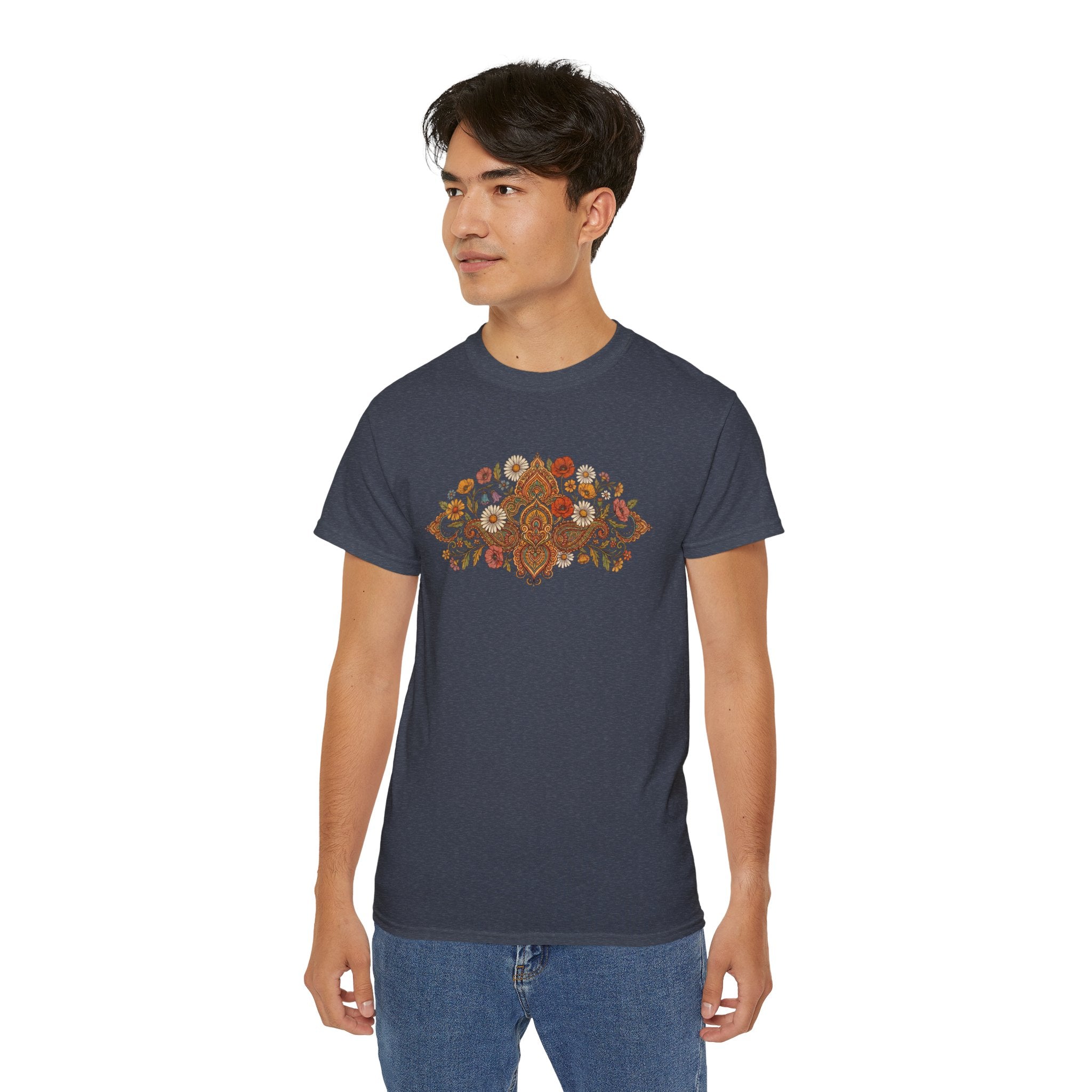 Retro Floral Tee — Vintage Brown Flower Bouquet Graphic