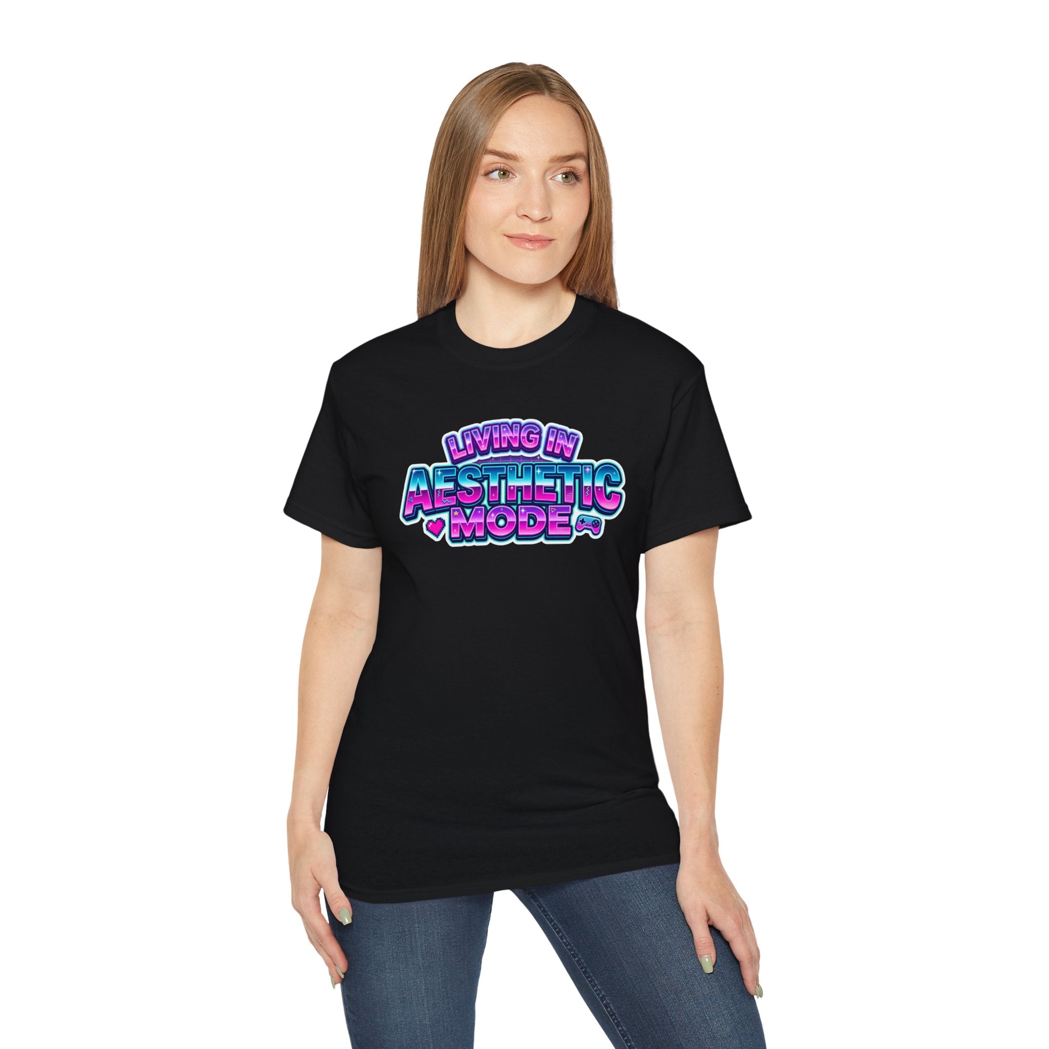 "Living in Aesthetic Mode" Retro Vaporwave Graphic Tee