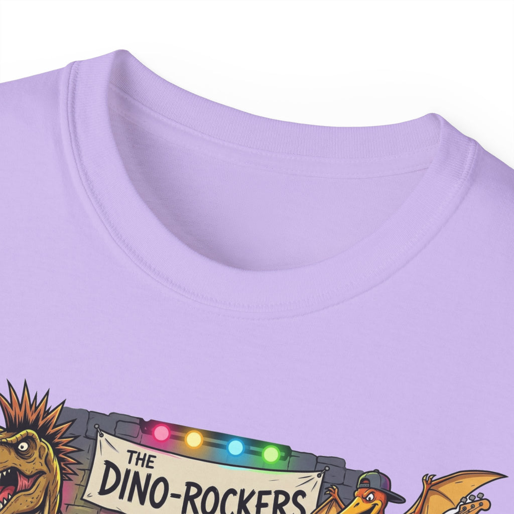 Dino Rockers T-Shirt – Retro Dinosaur Band Graphic Tee