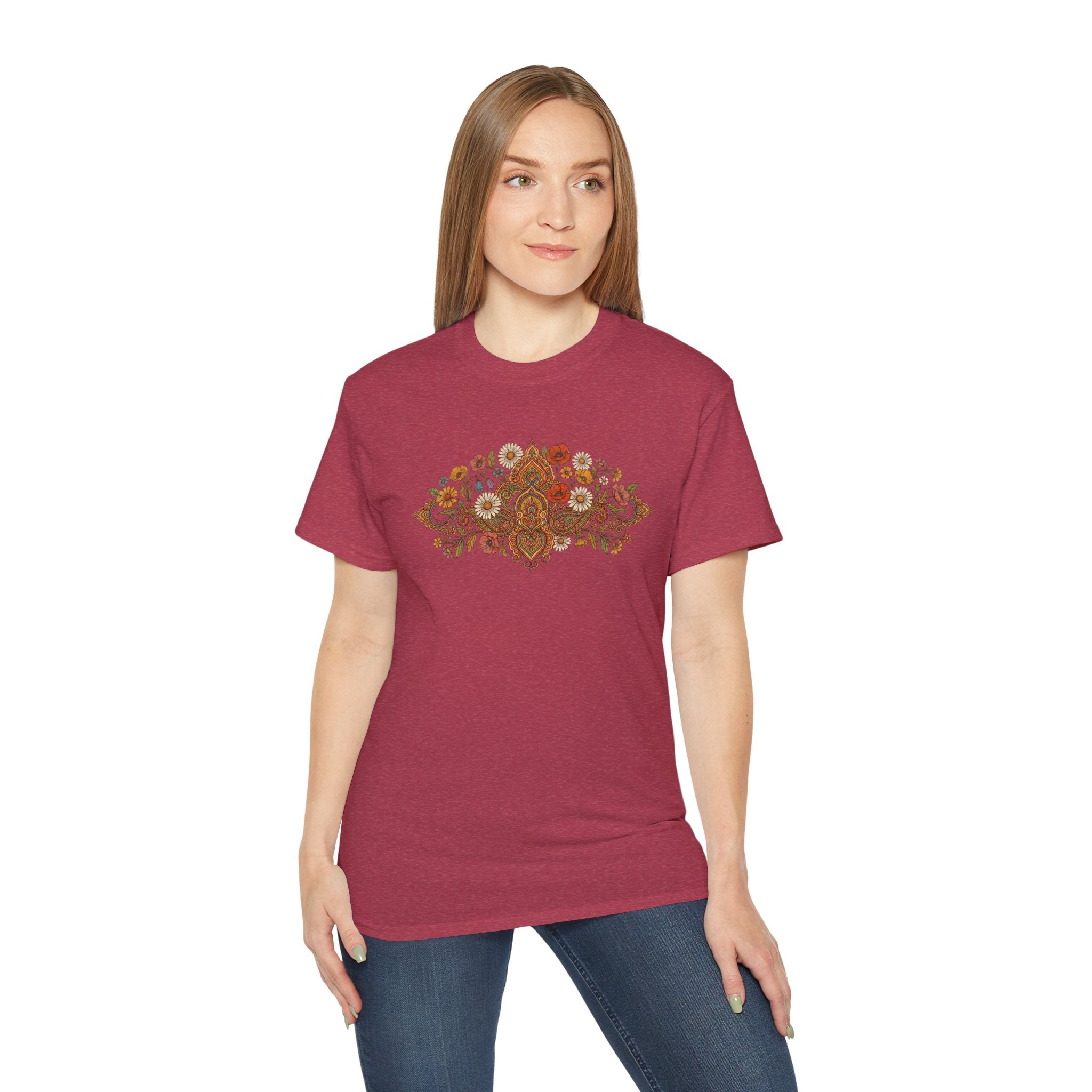 Retro Floral Tee — Vintage Brown Flower Bouquet Graphic