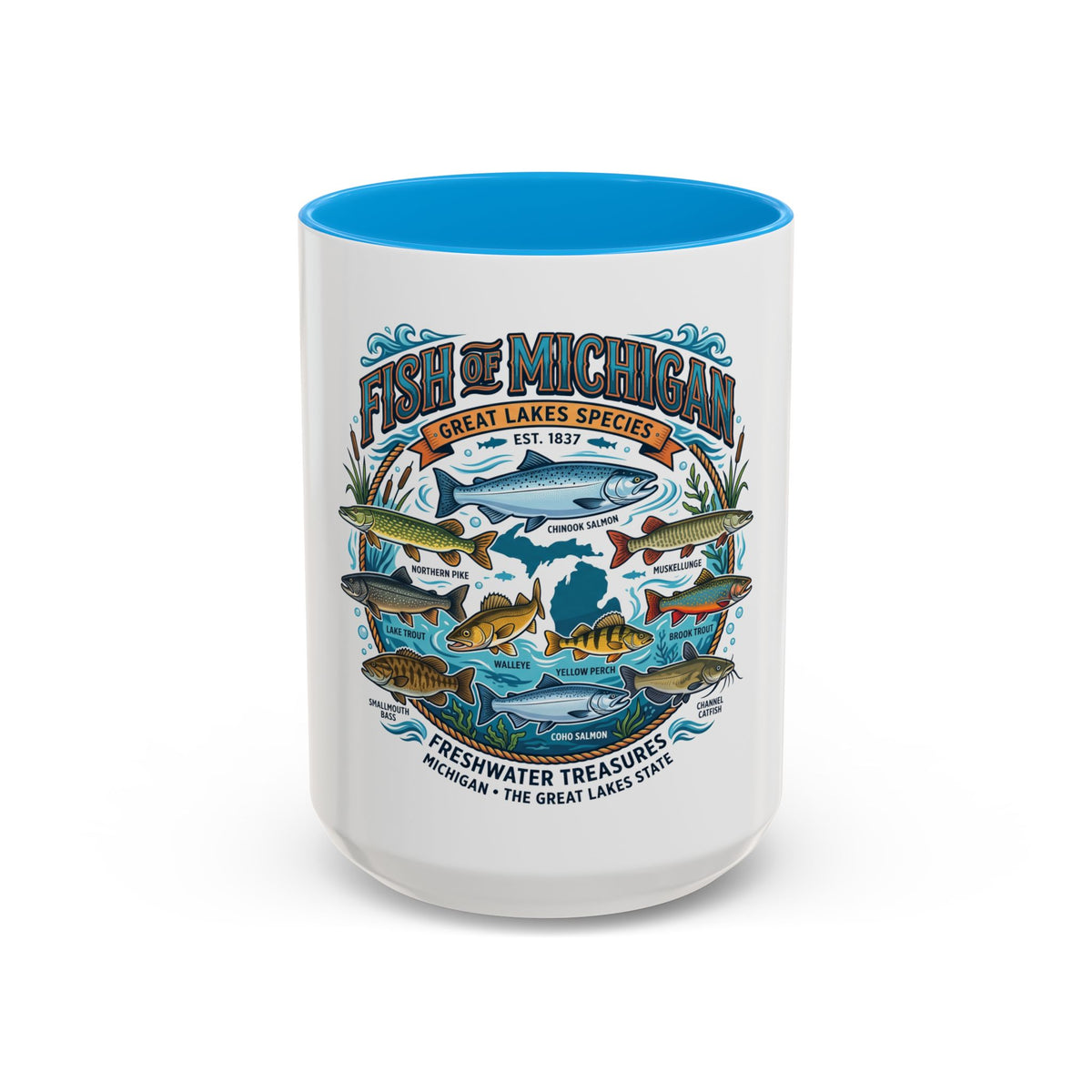Fish of Michigan Mug — Great Lakes Freshwater Fish Illustration (11oz & 15oz)
