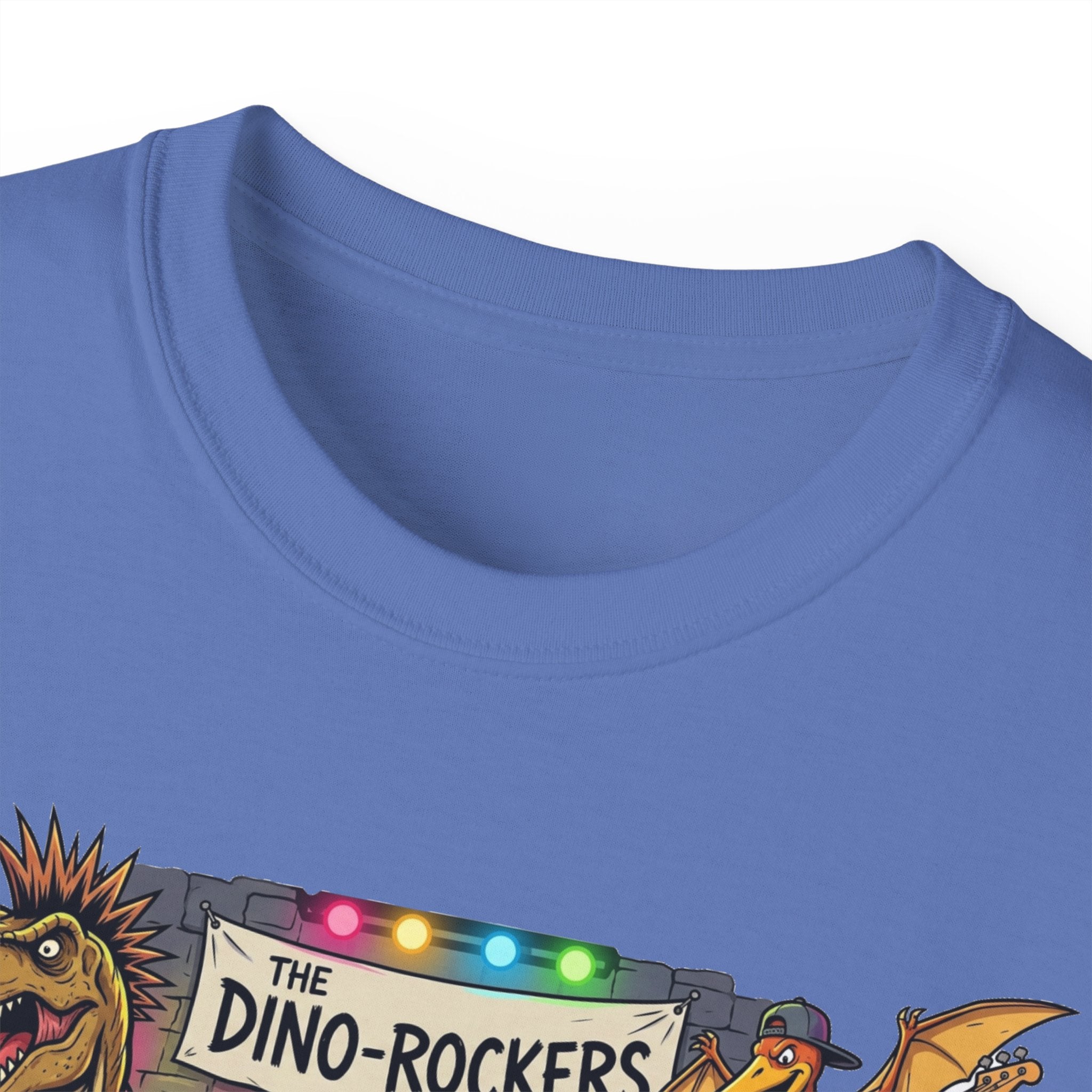 Dino Rockers T-Shirt – Retro Dinosaur Band Graphic Tee