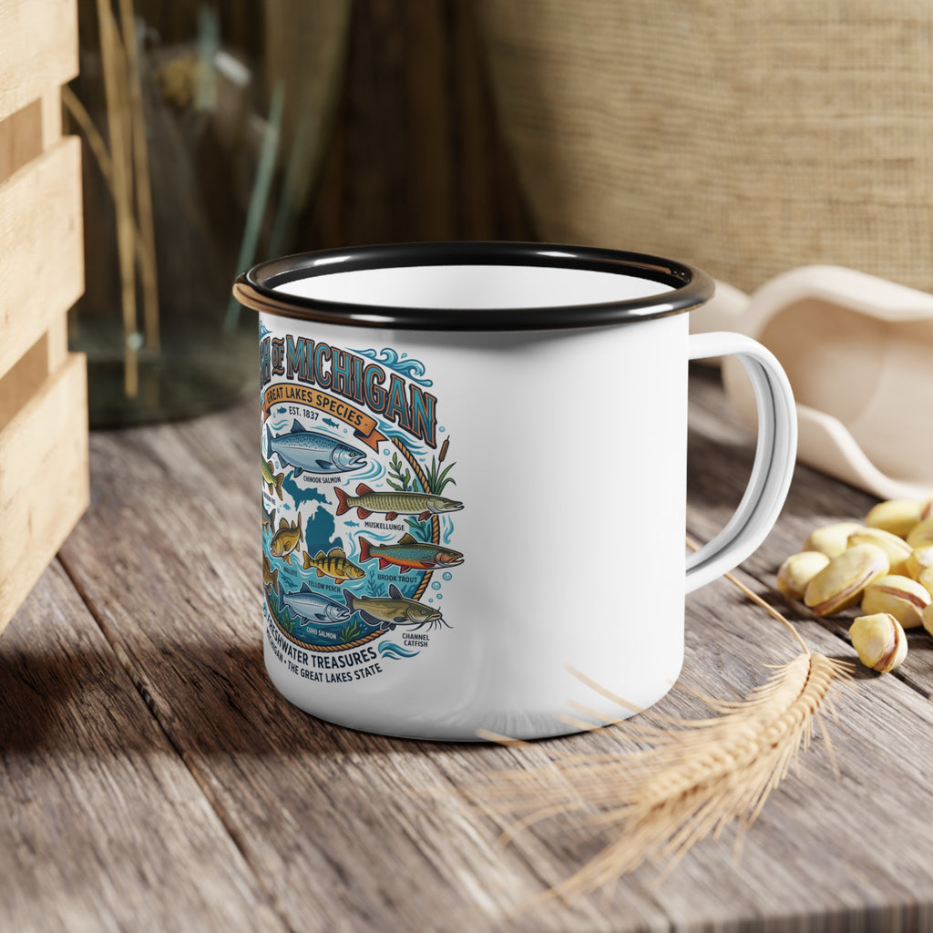 Fish of Michigan Vintage Lake Fishing Guide Camp Cup