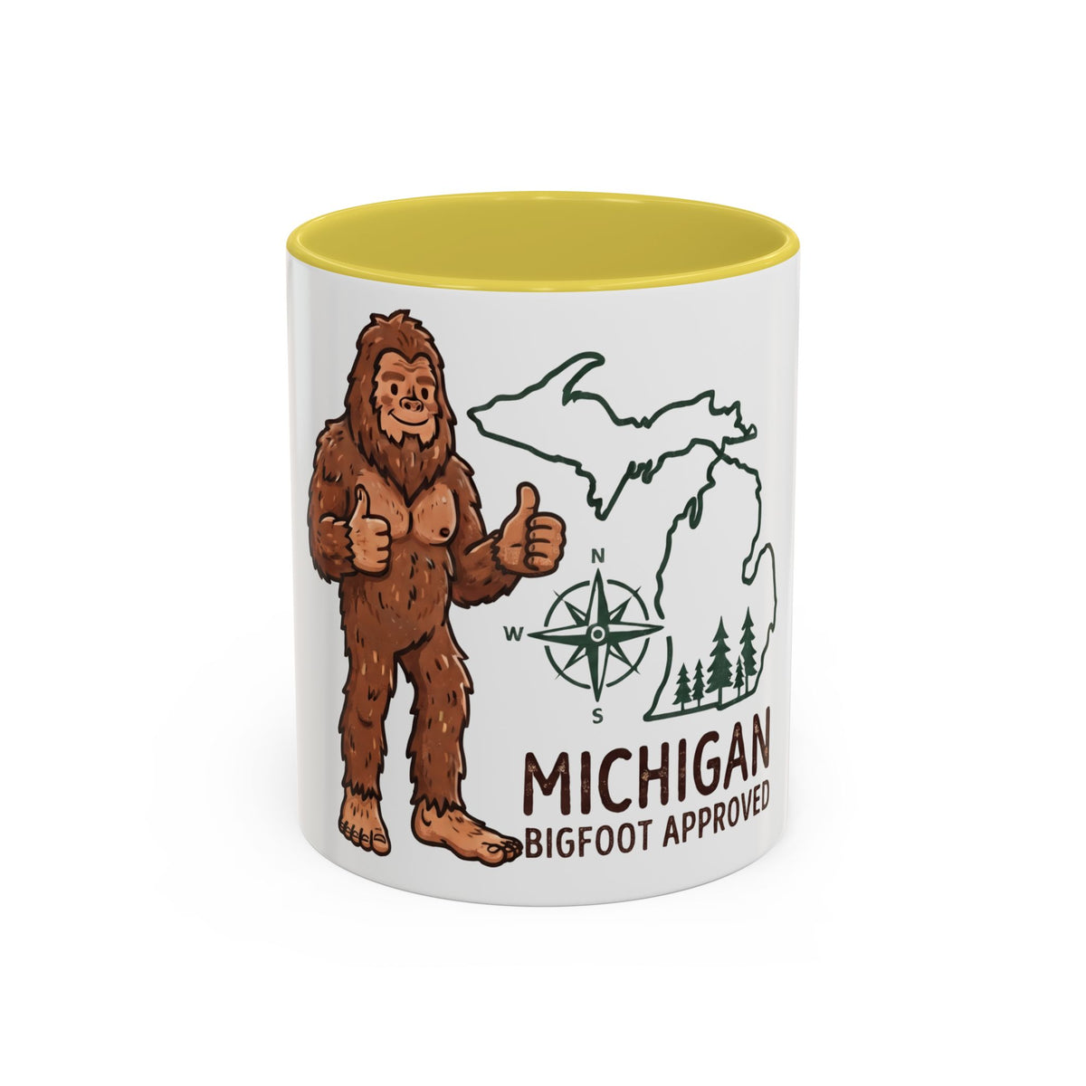 Michigan Bigfoot Approved Coffee Mug — Colorful 11oz/15oz Travel & Camping Gift