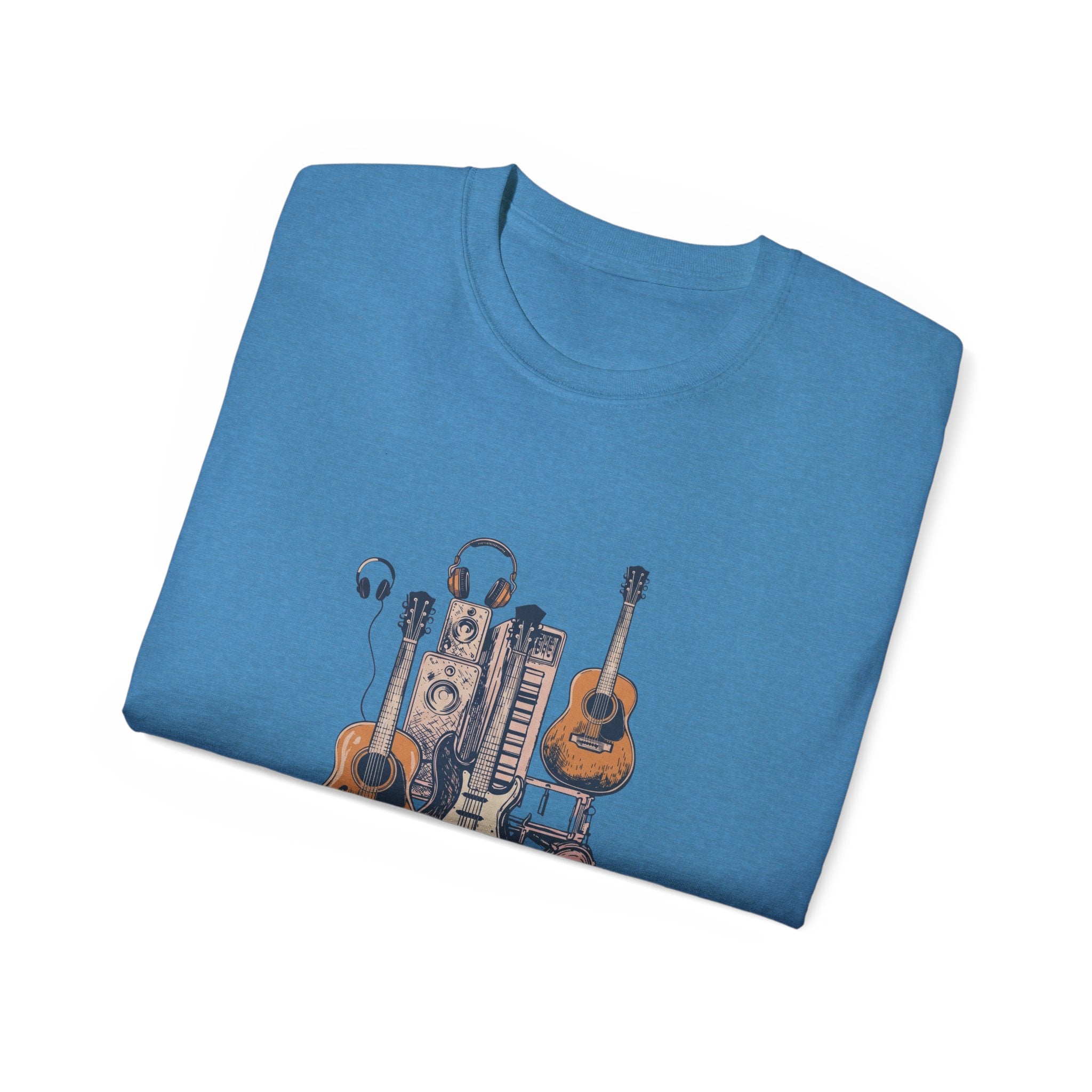 Acoustic Instrument Tee — Guitar, Ukulele & Headphones Graphic T-Shirt