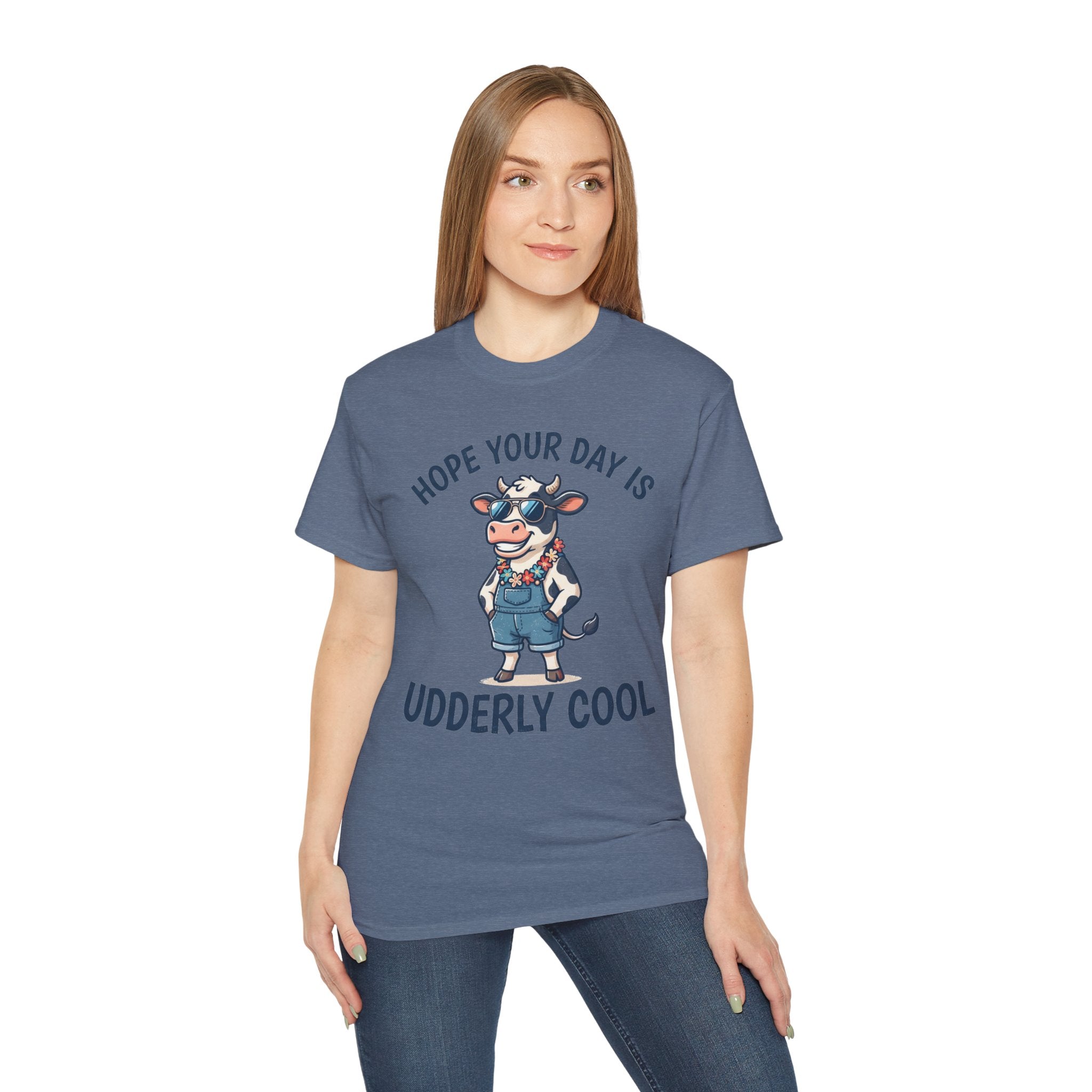 Udderly Cool Cow Graphic Tee — "Hope Your Day Is Udderly Cool" Funny Farm T-Shirt