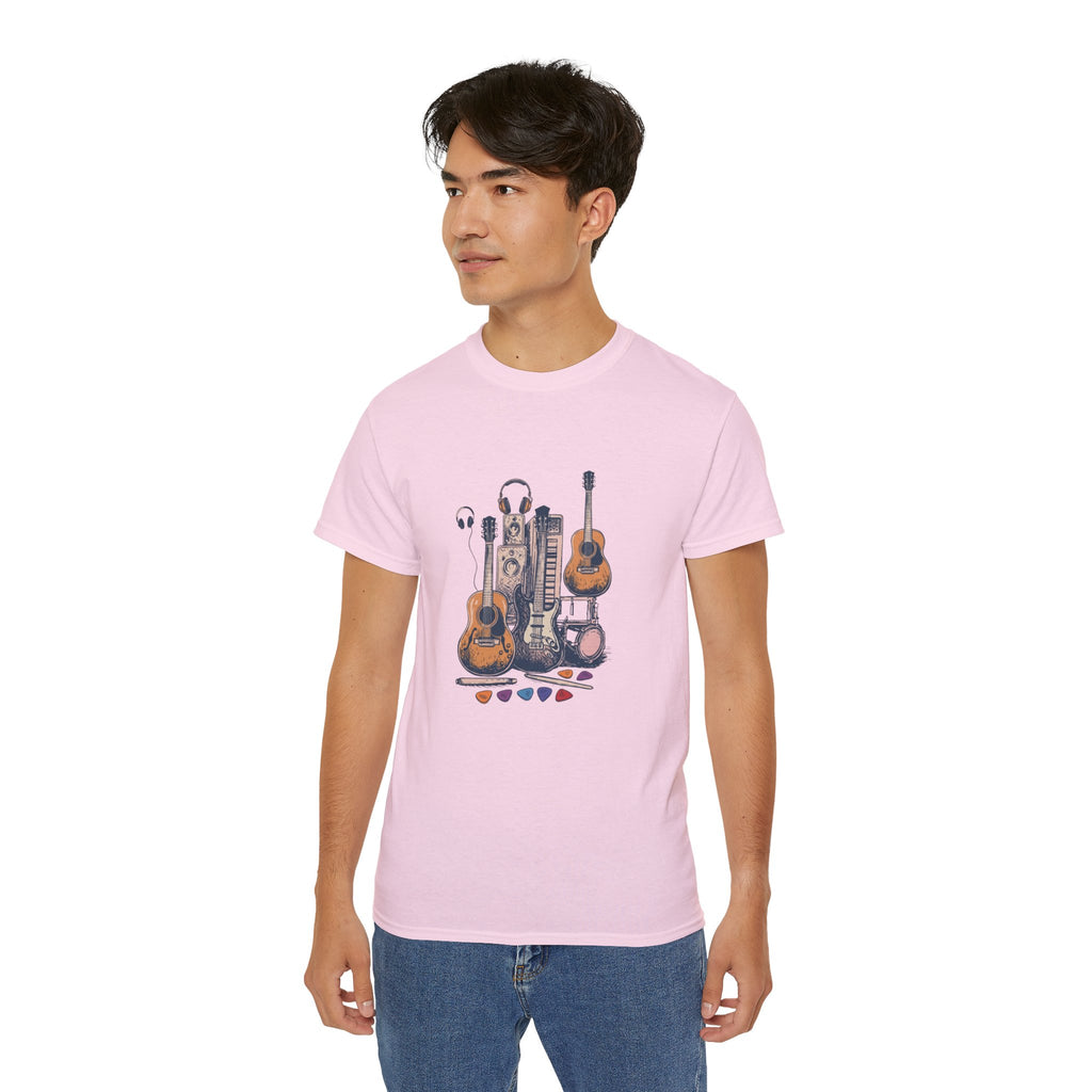 Acoustic Instrument Tee — Guitar, Ukulele & Headphones Graphic T-Shirt