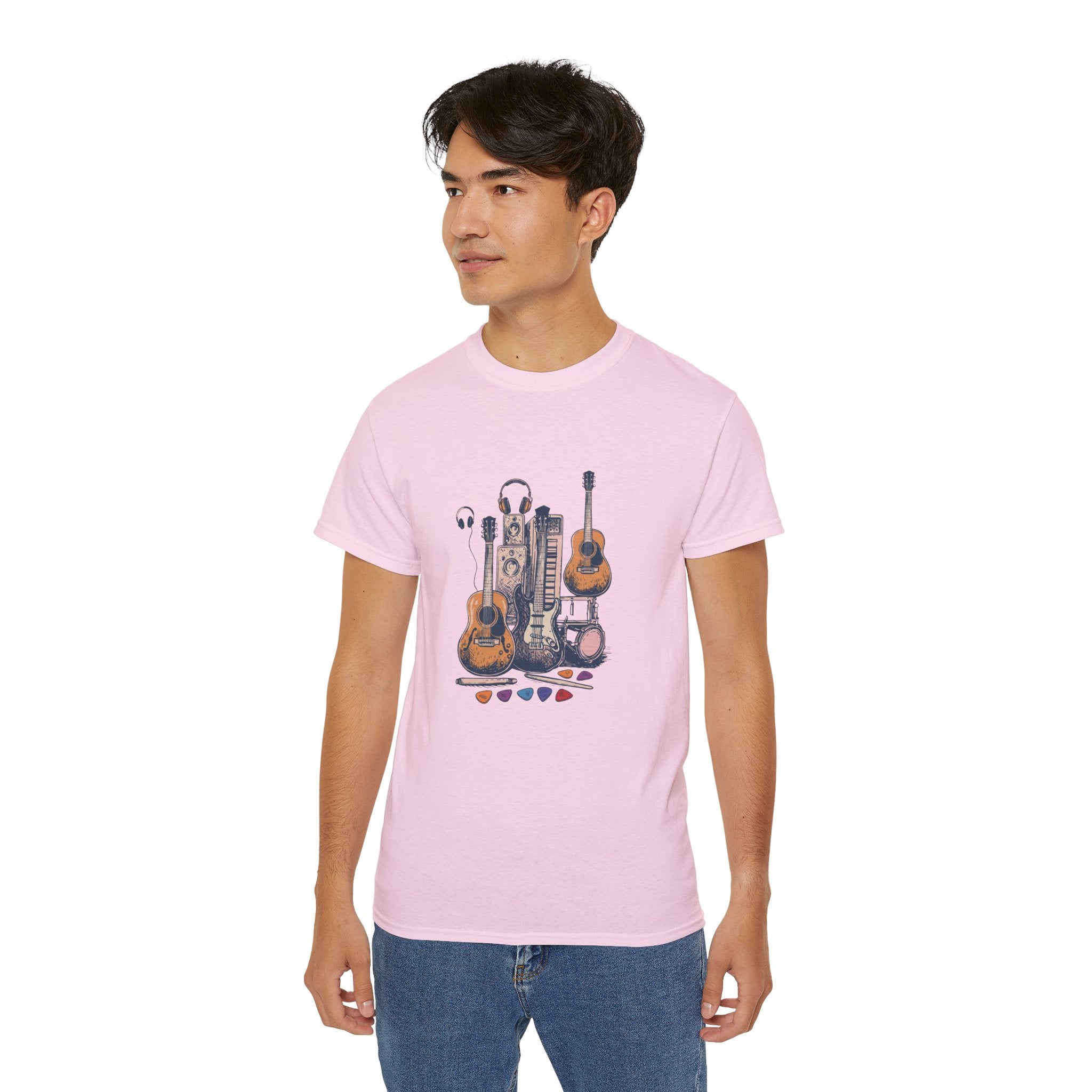 Acoustic Instrument Tee — Guitar, Ukulele & Headphones Graphic T-Shirt