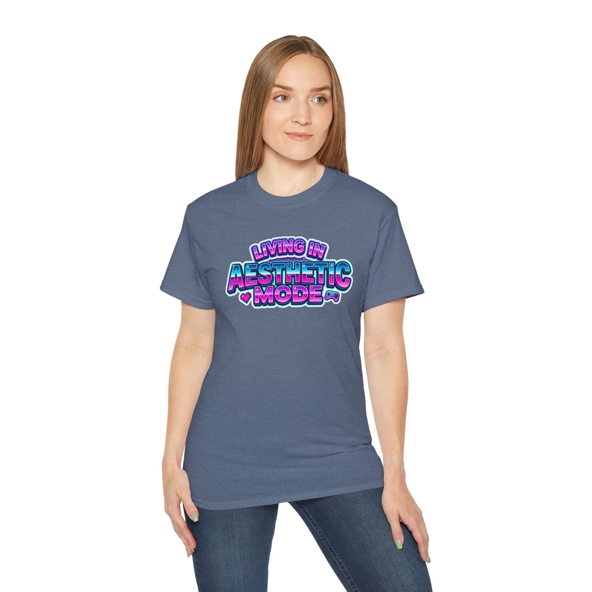 "Living in Aesthetic Mode" Retro Vaporwave Graphic Tee