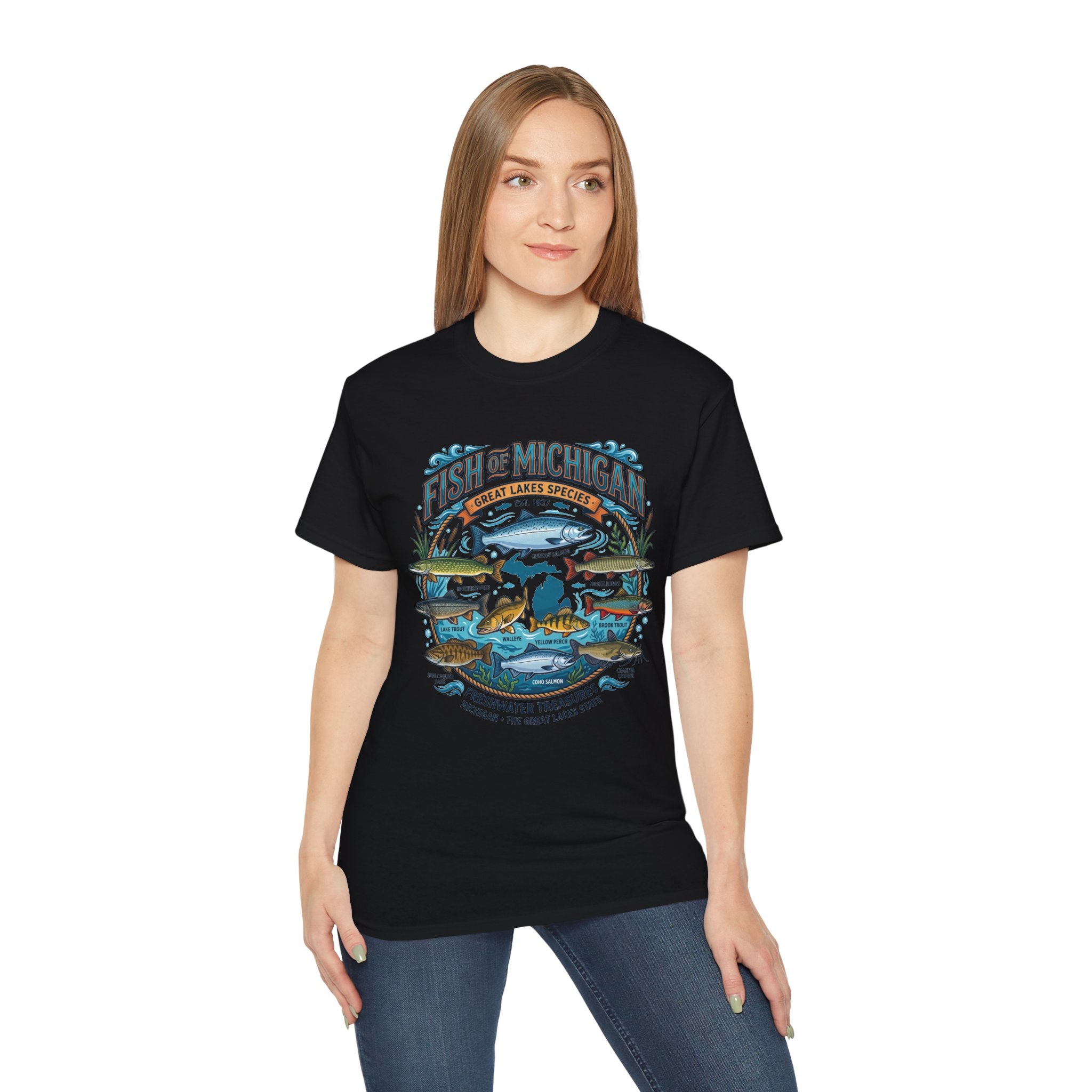 Michigan Fishing Species Tee — Freshwater Treasures Graphic T-Shirt