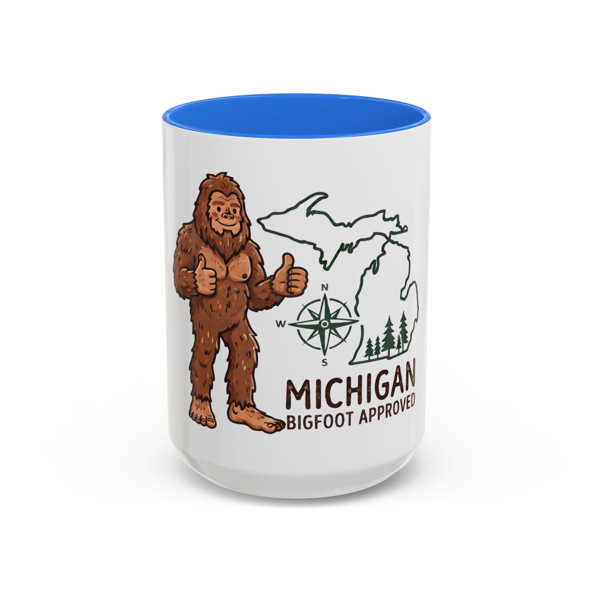 Michigan Bigfoot Approved Coffee Mug — Colorful 11oz/15oz Travel & Camping Gift