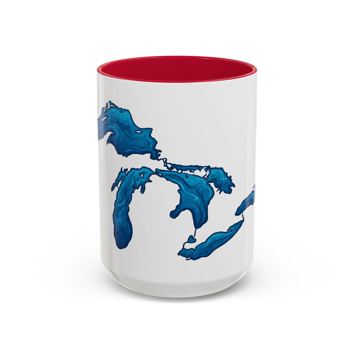 Great Lakes Blue Map Mug — Artistic Lake Michigan & Superior Coffee Cup (11oz/15oz)