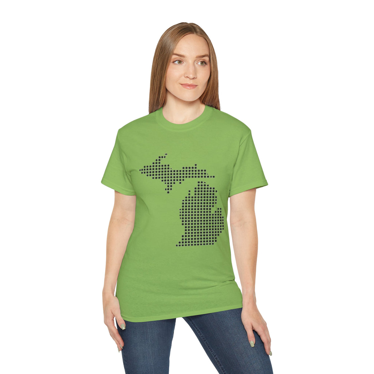 Michigan Dot Map T-Shirt — Minimal State Map Tee for Michiganders