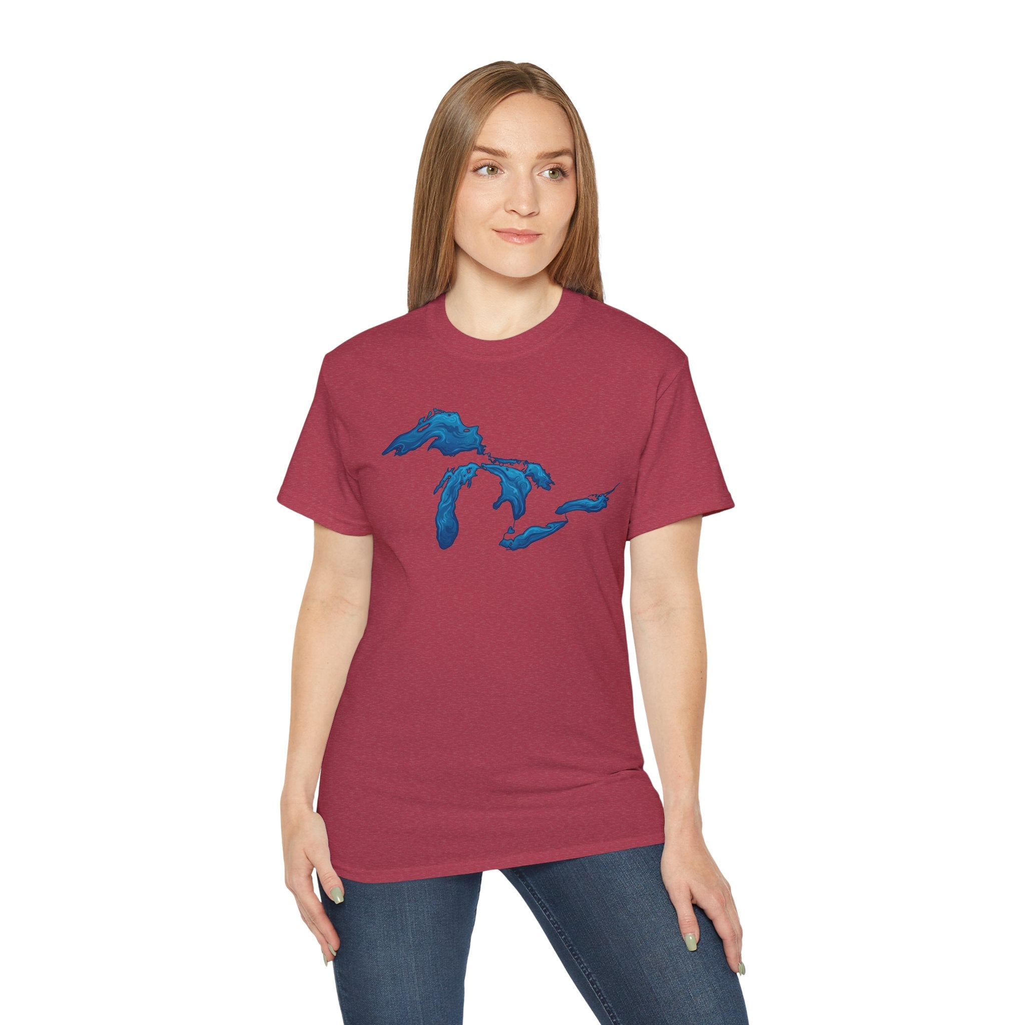 Great Lakes Map T-Shirt — Stylized Blue Lakes Tee