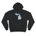 Michigan Map Champion Hoodie — Cozy State Pride Pullover with Iconic Symbols