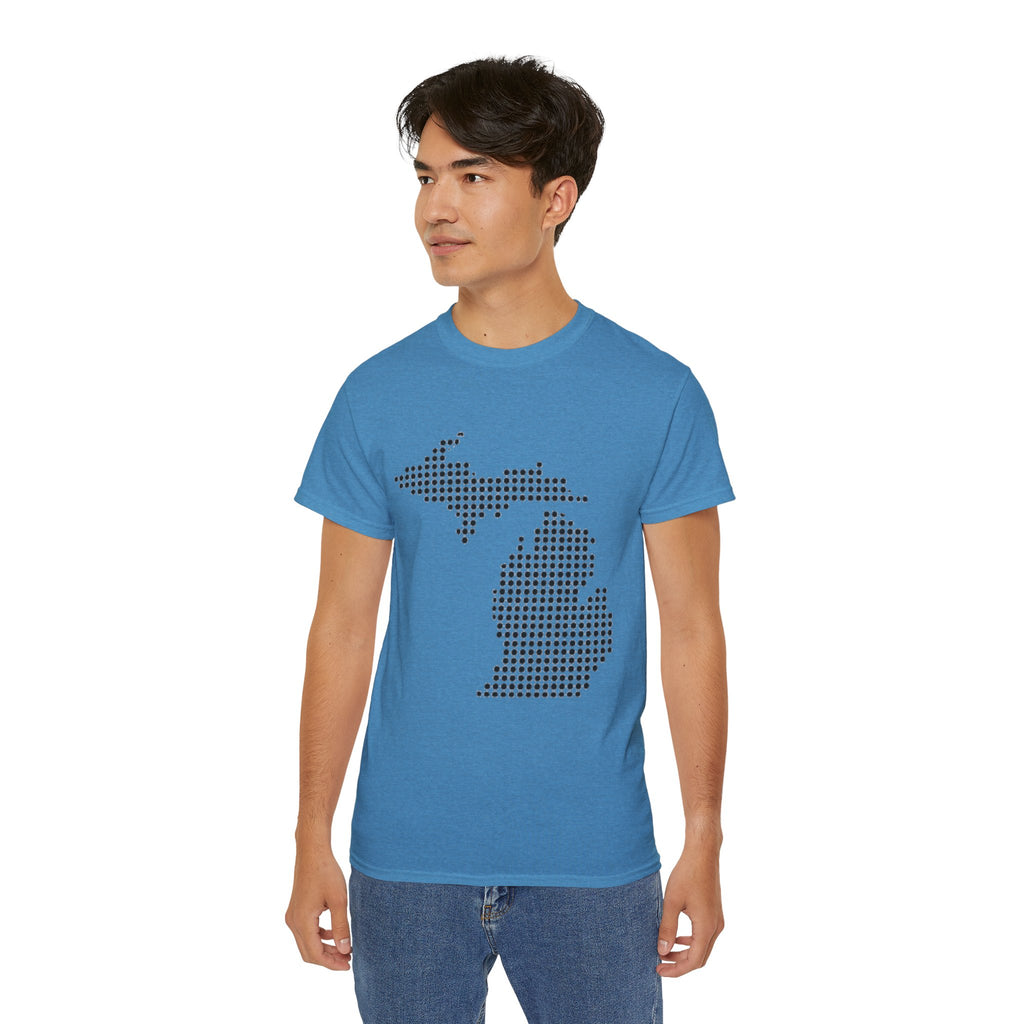Michigan Dot Map T-Shirt — Minimal State Map Tee for Michiganders