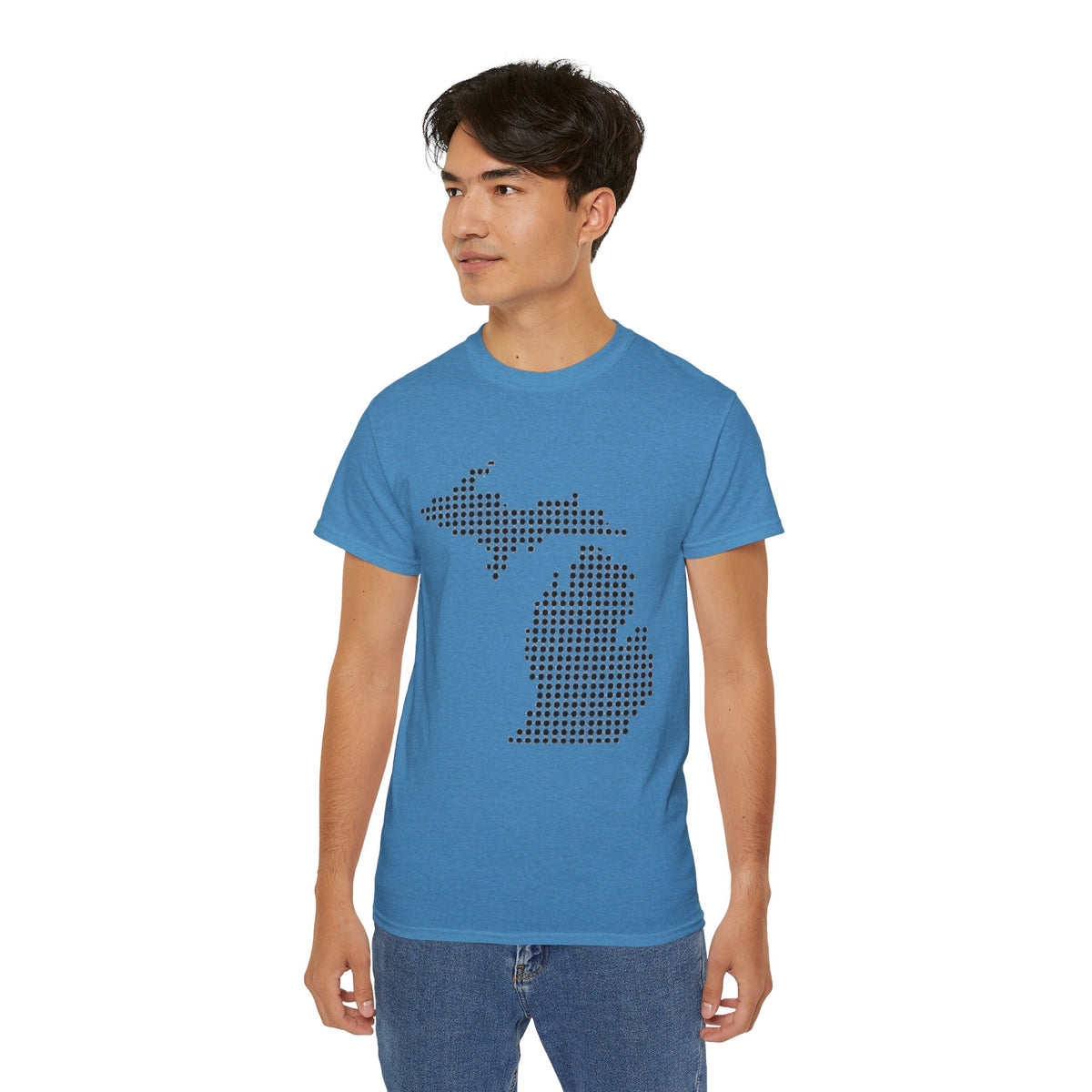 Michigan Dot Map T-Shirt — Minimal State Map Tee for Michiganders
